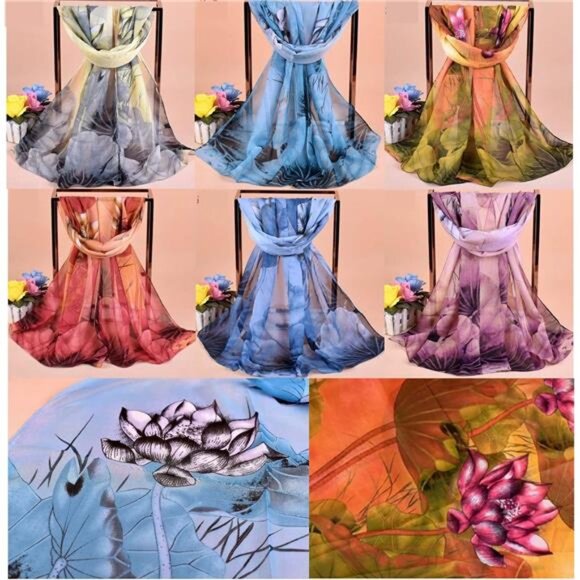 Lightweight Summer Scarves for Women Floral Print Long Thin Shawl Accessories - Picture 4 of 7